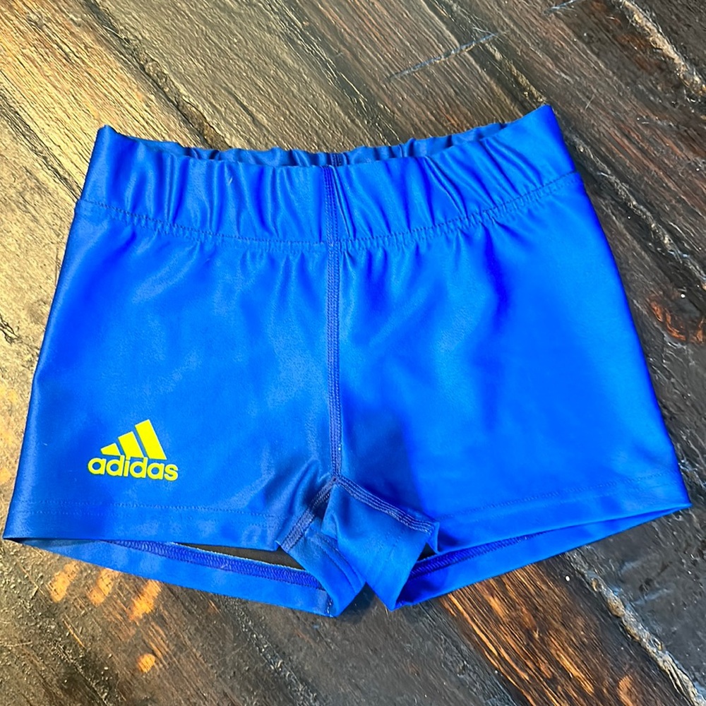 Blue Adidas Spandex with Yellow Logo Size Small